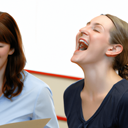 תלמיד ומורה צוחקים ומתחברים במהלך שיעור קול